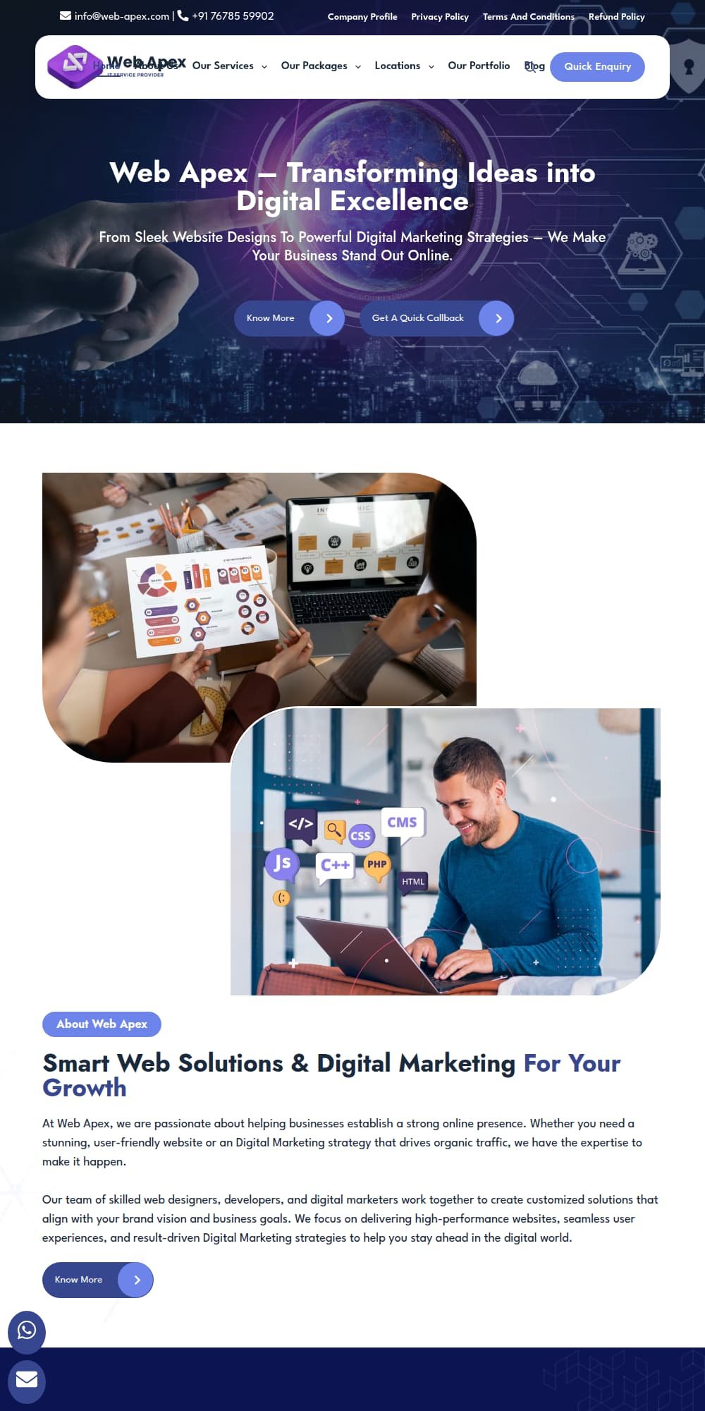 Web Apex website preview on mobile